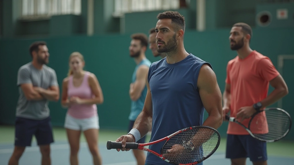 لاعبو تنس يمارسون تمارين ذهنية وتركيز لتحسين الأداء النفسي